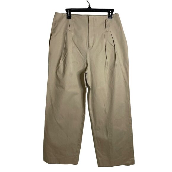 Frame Womens Trouser Size 12 Tan Wide Leg Pockets Pure Cotton High Waist
